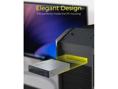 ICY BOX Čitač memorijskih kartica IB-865a, unutarnji, za 3.5" bay, 1x USB-A, 1x USB-C, SD, microSD, CF, MS